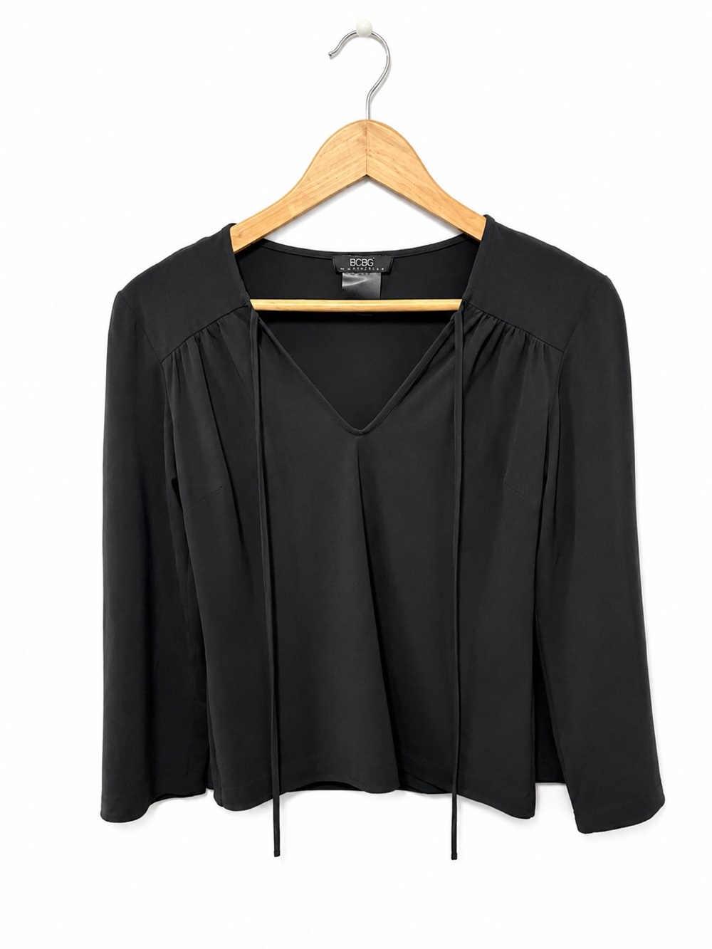 Vintage BCBG Max Azria Y2K Slinky Tie Neck 3/4-Length Sleeves Top Size Small